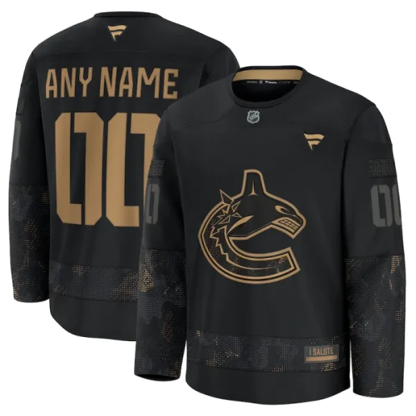 Fanatics Vancouver Canucks Personalisiert 24/25 Military Appreciation Practice Trikot - Herren (Schwarz) Fanatics Vancouver Canucks Personalisiert 24/25 Military Appreciation Practice Trikot - Herren (Schwarz)