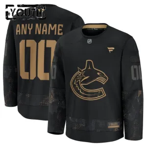 Fanatics Vancouver Canucks Personalisiert 24/25 Military Appreciation Practice Trikot - Kinder (Schwarz)