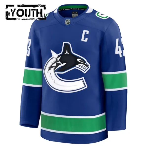Fanatics Vancouver Canucks Quinn Hughes 24/25 Home Premium Trikot - Kinder (Blau)