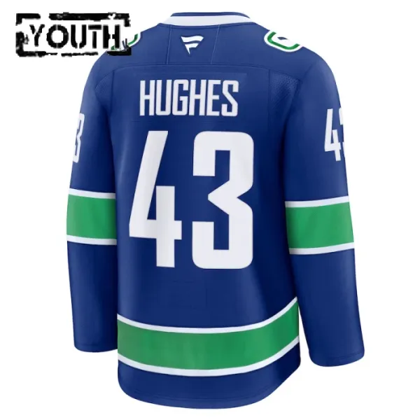Fanatics Vancouver Canucks Quinn Hughes 24/25 Home Premium Trikot - Kinder (Blau)