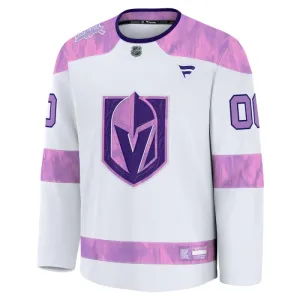 Fanatics Vegas Golden Knights Hockey Fights Cancer Personalisiert 24/25 Practice Trikot - Herren (Weiss)