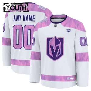 Fanatics Vegas Golden Knights Hockey Fights Cancer Personalisiert 24/25 Practice Trikot - Kinder (Weiss)