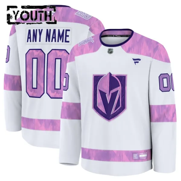 Fanatics Vegas Golden Knights Hockey Fights Cancer Personalisiert 24/25 Practice Trikot - Kinder (Weiss) Fanatics Vegas Golden Knights Hockey Fights Cancer Personalisiert 24/25 Practice Trikot - Kinder (Weiss)
