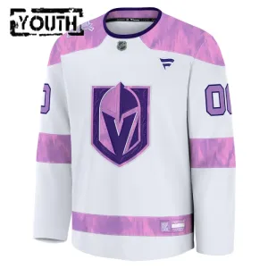 Fanatics Vegas Golden Knights Hockey Fights Cancer Personalisiert 24/25 Practice Trikot - Kinder (Weiss)