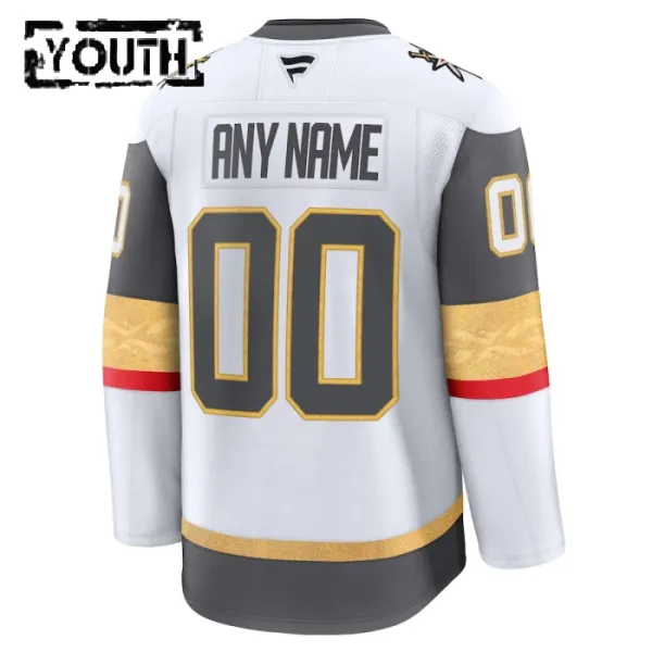Fanatics Vegas Golden Knights Personalisiert 24/25 Away Premium Trikot - Kinder (Weiss)