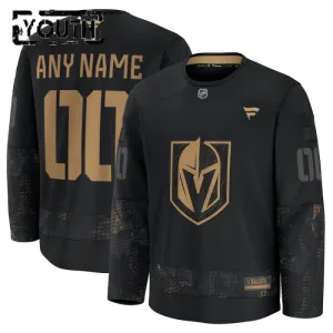Fanatics Vegas Golden Knights Personalisiert 24/25 Military Appreciation Practice Trikot - Kinder (Schwarz)
