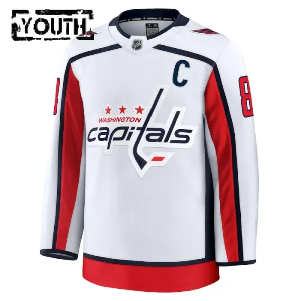 Fanatics Washington Capitals Alexander Ovechkin 24/25 Away Premium Trikot - Kinder (Weiss)