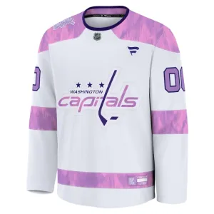 Fanatics Washington Capitals Hockey Fights Cancer Personalisiert 24/25 Practice Trikot - Herren (Weiss)