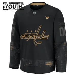 Fanatics Washington Capitals Personalisiert 24/25 Military Appreciation Practice Trikot - Kinder (Schwarz)