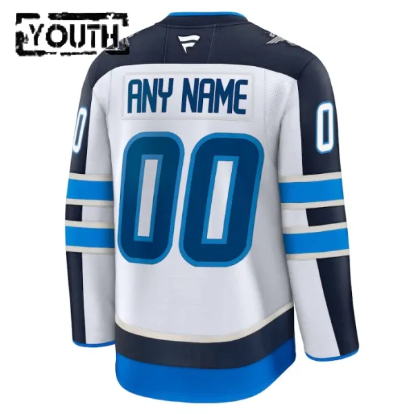 Fanatics Winnipeg Jets Personalisiert 24/25 Away Premium Trikot - Kinder (Weiss)