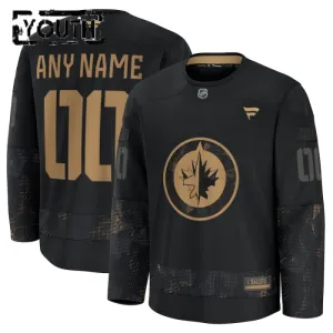 Fanatics Winnipeg Jets Personalisiert 24/25 Military Appreciation Practice Trikot - Kinder (Schwarz)