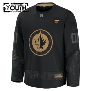 Fanatics Winnipeg Jets Personalisiert 24/25 Military Appreciation Practice Trikot - Kinder (Schwarz)