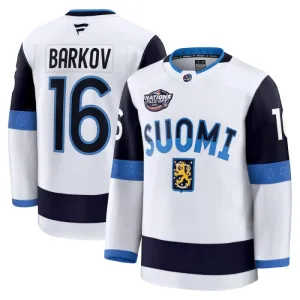 Fanatics Finnland 4 Nations Face Off Aleksander Barkov 2025 Premium Trikot - Herren (Weiss)