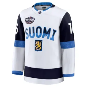 Fanatics Finnland 4 Nations Face Off Aleksander Barkov 2025 Premium Trikot - Herren (Weiss)