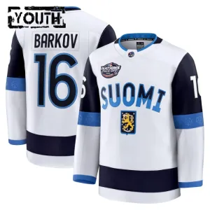 Fanatics Finnland 4 Nations Face Off Aleksander Barkov 2025 Premium Trikot - Kinder (Weiss)