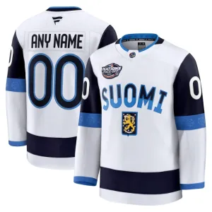 Fanatics Finnland 4 Nations Face Off Personalisiert 2025 Premium Trikot - Herren (Weiss)