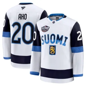 Fanatics Finnland 4 Nations Face Off Sebastian Aho 2025 Premium Trikot - Herren (Weiss)