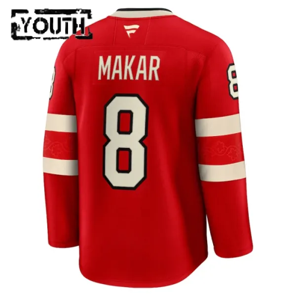 Fanatics Kanada 4 Nations Face Off Cale Makar 2025 Premium Trikot - Kinder (Rot)