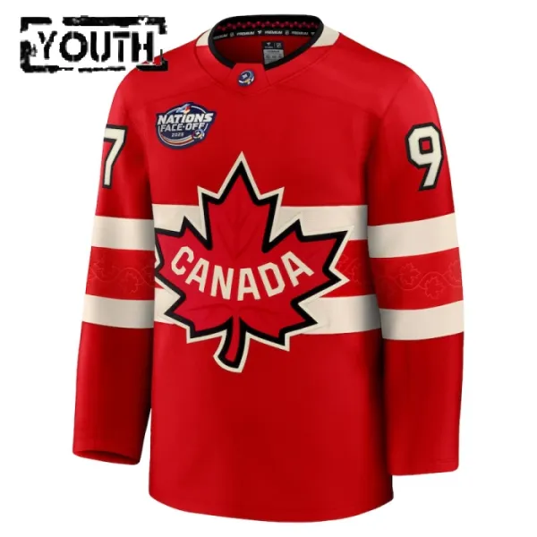 Fanatics Kanada 4 Nations Face Off Connor McDavid 2025 Premium Trikot - Kinder (Rot)