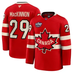 Fanatics Kanada 4 Nations Face Off Nathan Mackinnon 2025 Premium Trikot - Herren (Rot)