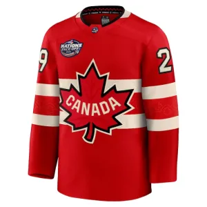 Fanatics Kanada 4 Nations Face Off Nathan Mackinnon 2025 Premium Trikot - Herren (Rot)