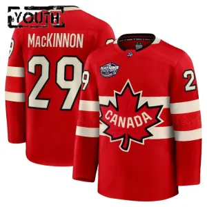 Fanatics Kanada 4 Nations Face Off Nathan Mackinnon 2025 Premium Trikot - Kinder (Rot)