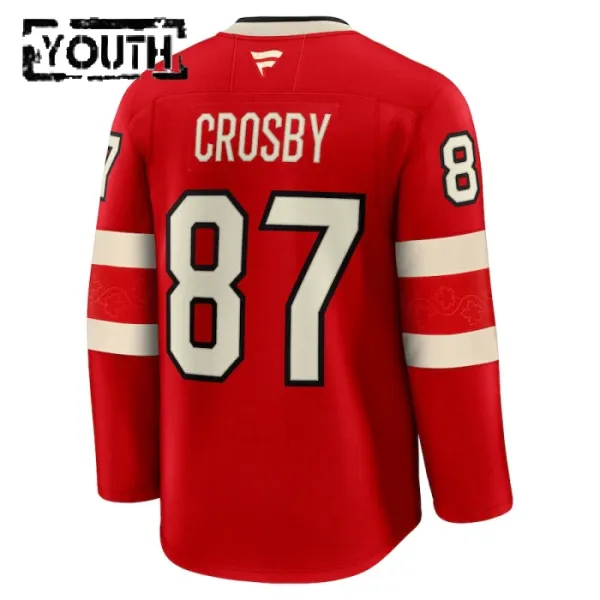 Fanatics Kanada 4 Nations Face Off Sidney Crosby 2025 Premium Trikot - Kinder (Rot)