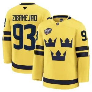 Fanatics Schweden 4 Nations Face Off Mika Zibanejad 2025 Premium Trikot - Herren (Gelb)
