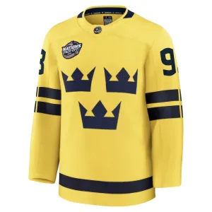 Fanatics Schweden 4 Nations Face Off Mika Zibanejad 2025 Premium Trikot - Herren (Gelb)