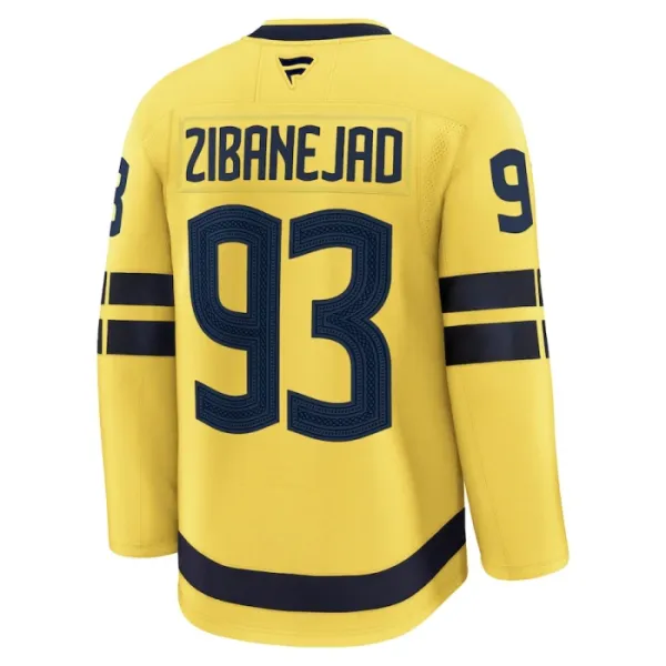 Fanatics Schweden 4 Nations Face Off Mika Zibanejad 2025 Premium Trikot - Herren (Gelb)