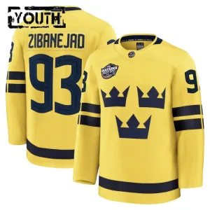 Fanatics Schweden 4 Nations Face Off Mika Zibanejad 2025 Premium Trikot - Kinder (Gelb)