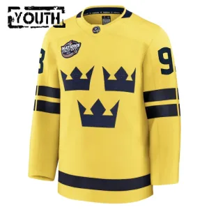 Fanatics Schweden 4 Nations Face Off Mika Zibanejad 2025 Premium Trikot - Kinder (Gelb)