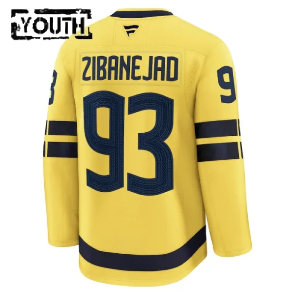 Fanatics Schweden 4 Nations Face Off Mika Zibanejad 2025 Premium Trikot - Kinder (Gelb)