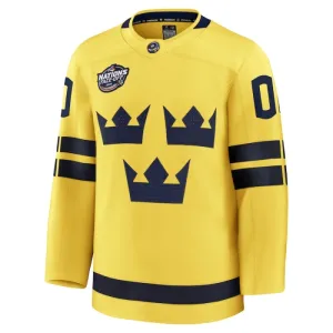 Fanatics Schweden 4 Nations Face Off Personalisiert 2025 Premium Trikot - Herren (Gelb)