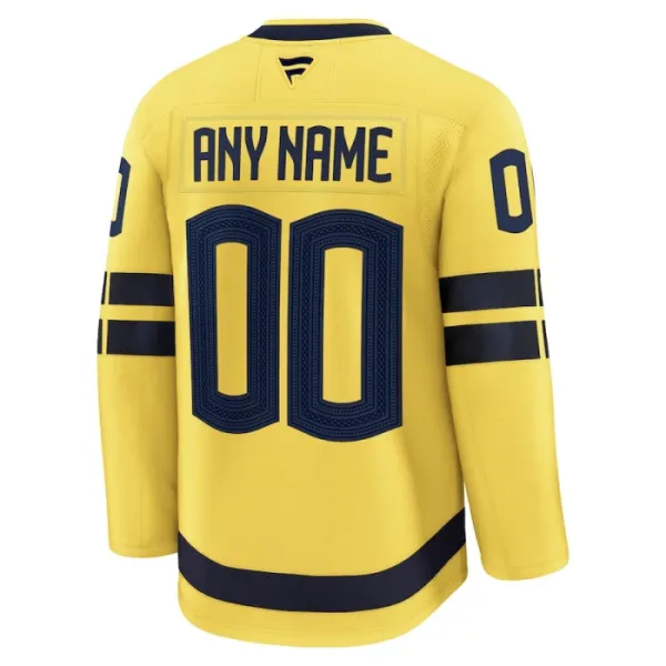 Fanatics Schweden 4 Nations Face Off Personalisiert 2025 Premium Trikot - Herren (Gelb)