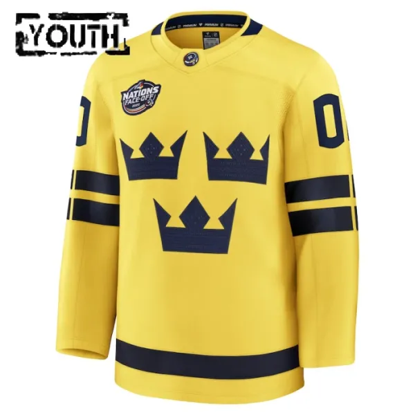 Fanatics Schweden 4 Nations Face Off Personalisiert 2025 Premium Trikot - Kinder (Gelb)