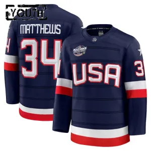 Fanatics USA 4 Nations Face Off Auston Matthews 2025 Premium Trikot - Kinder (Navy)
