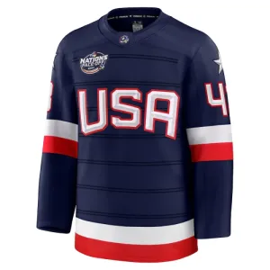 Fanatics USA 4 Nations Face Off Quinn Hughes 2025 Premium Trikot - Herren (Navy)
