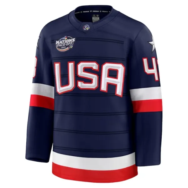 Fanatics USA 4 Nations Face Off Quinn Hughes 2025 Premium Trikot - Herren (Navy)